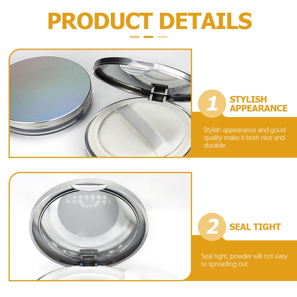 2Pcs Compact Makeup Powder Box with Mirror Leakproof Design Ideal for Blusher Glitter Cosmetics Storage Portable Powder Puff