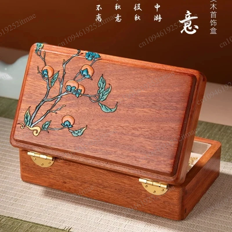 Solid Wood Jewelry Storage Box Elegant Earring Organizer Case