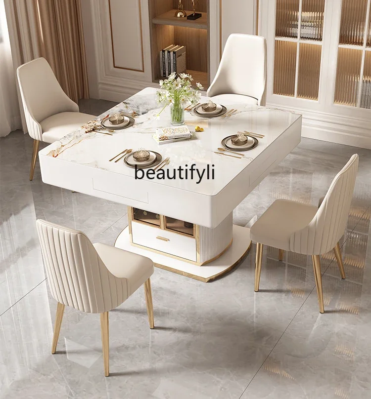 Modern light luxury automatic mahjong dining table integrated dual-purpose high-end simple, dedicated chess and card table