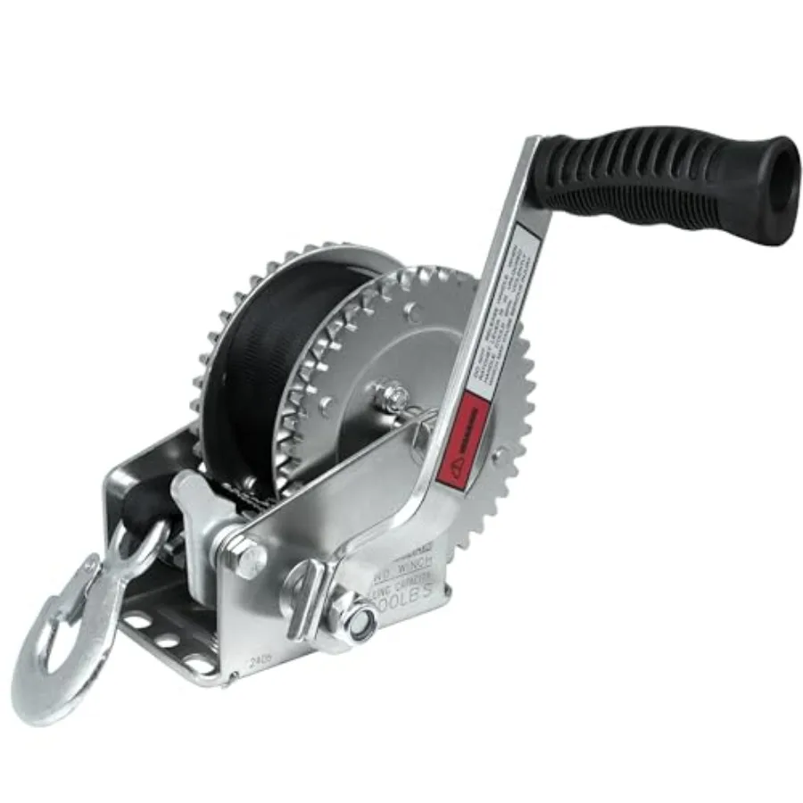 

2000lbs Heavy Duty Boat Trailer Winch with 26FT Strap,2-Way Ratchet,4:1 Gear Trailer Winch,Portable Hand Crank Winch for Boat,Tr