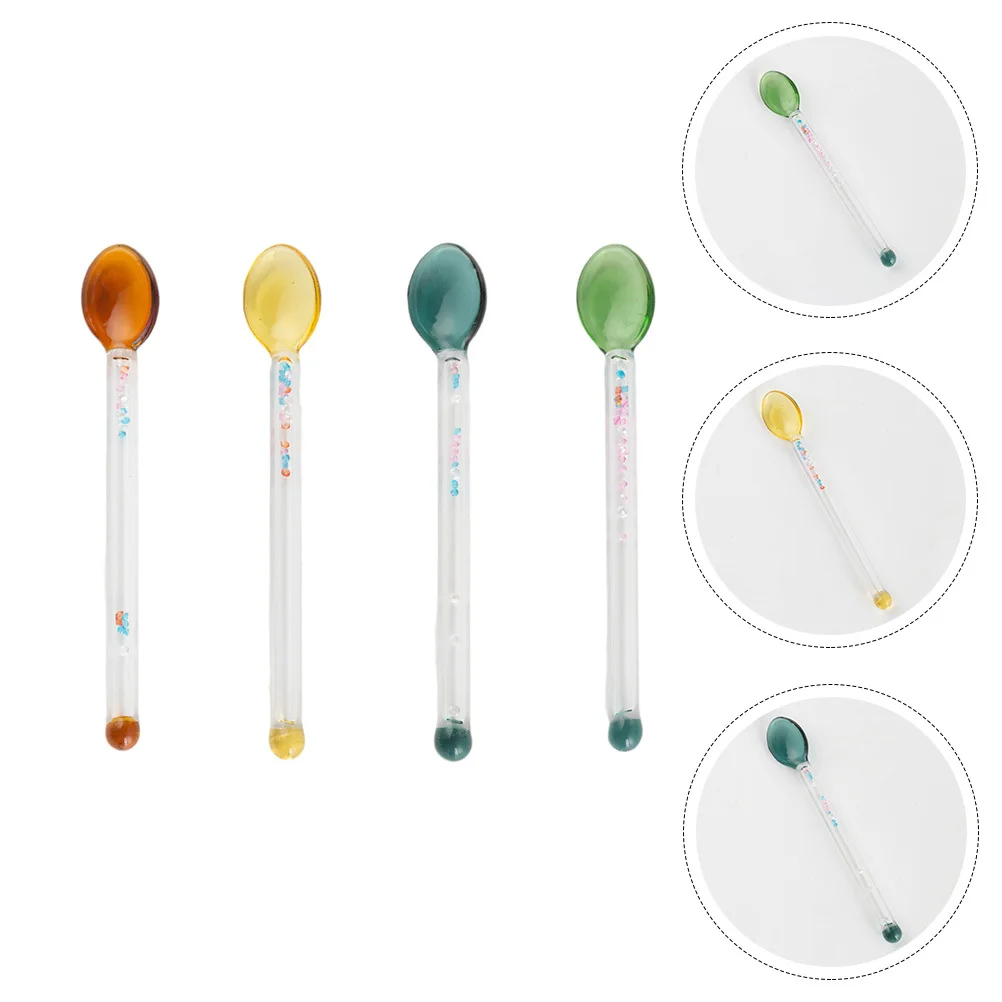 

4Pcs Delicate Glass Dessert Spoons Heat Resistant Easy Clean Comfortable Grip Perfect for Afternoon Tea Parties