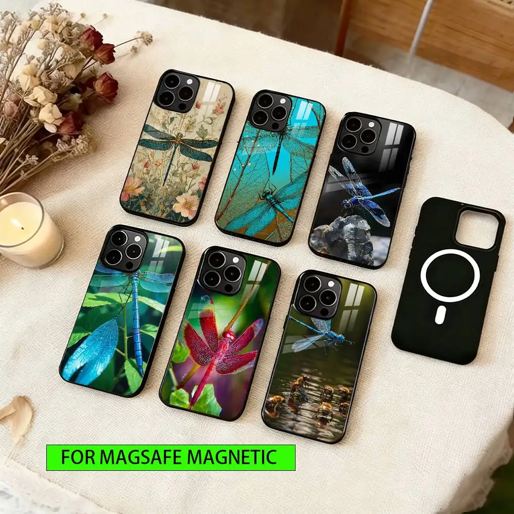 

Dragonfly Animal Phone Case For iPhone17,16,15,14,13,12,11 Plus,Pro Magnetic For Magsafe Wireless Charging