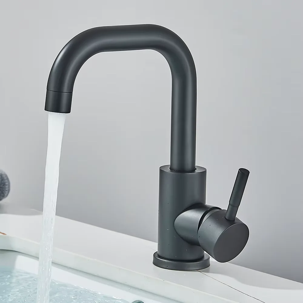 

Bathroom Basin Faucet 304 Stainless Steel Hot Cold Wash Mixer Crane Tap 360 Rotation Sink Faucets Single Lever Tap For Bathroom