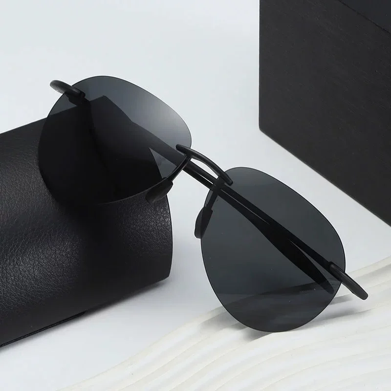 Polarized Rimless Frame Colorful Sunglasses Women Men Mirror Surface Luxury Sun Glasses Driving Male Female Protective Glasses