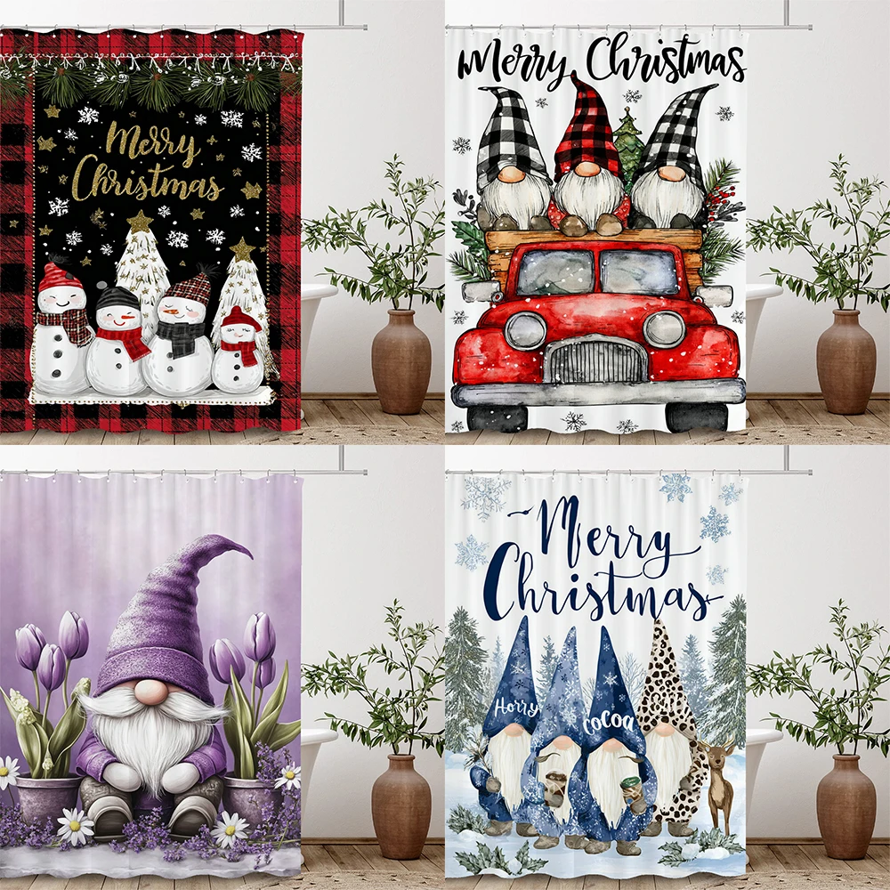 

Santa Claus shower curtain printed shower curtain Merry Christmas bathroom curtain home decoration curtain with hooks