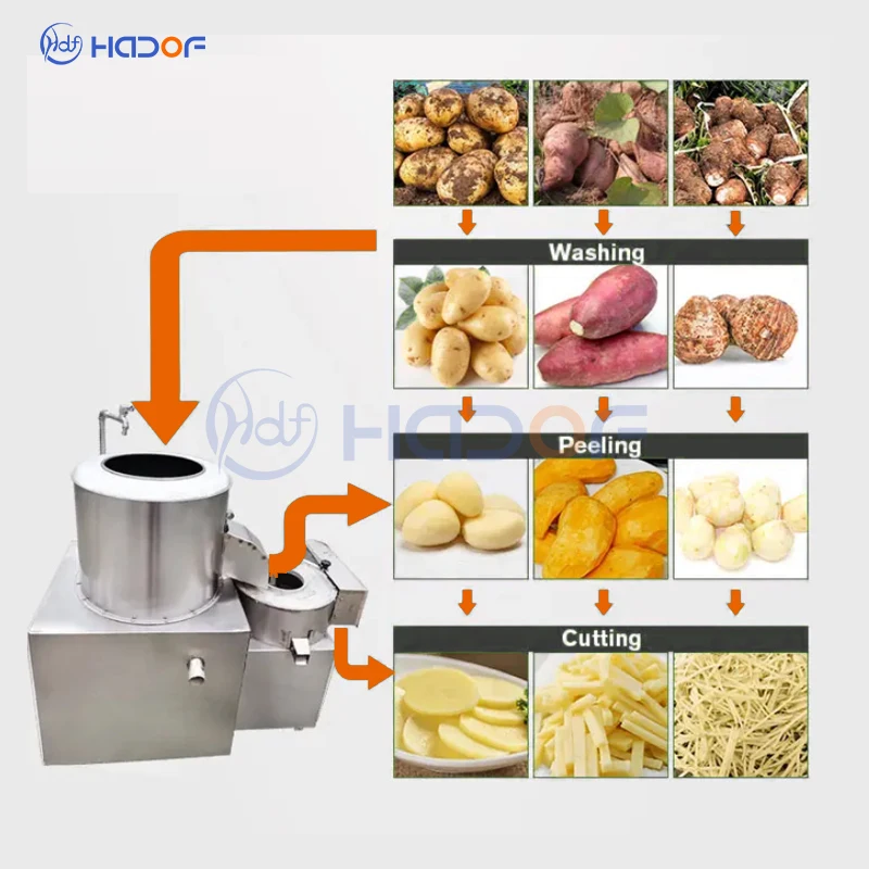 

Commercial Industrial Potato Peeling and Slicer Machine Fruit Raw Material Peeling and Cutting Machine