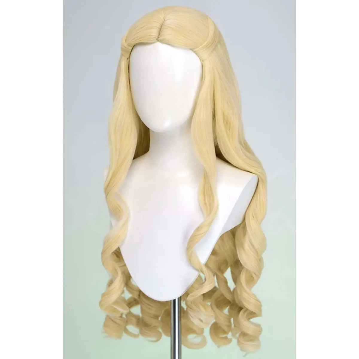 Women Princess Swan Lake Odette Cosplay Wig Heat Resistant Synthetic 80cm Long Champagne Blonde Large Spiral Curly For Carnival