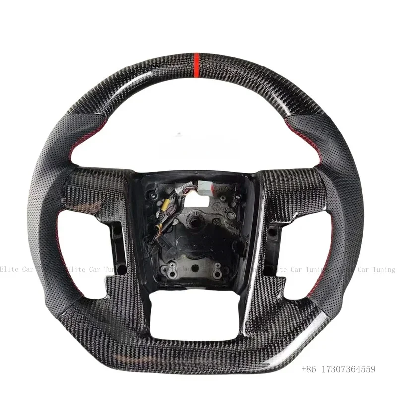 Hot Carbon Fiber Steering Wheel Flat Bottom with Perforated Leather for Mustang EcoBoost/GT/Shelby GT350/GT350R 2015-2017