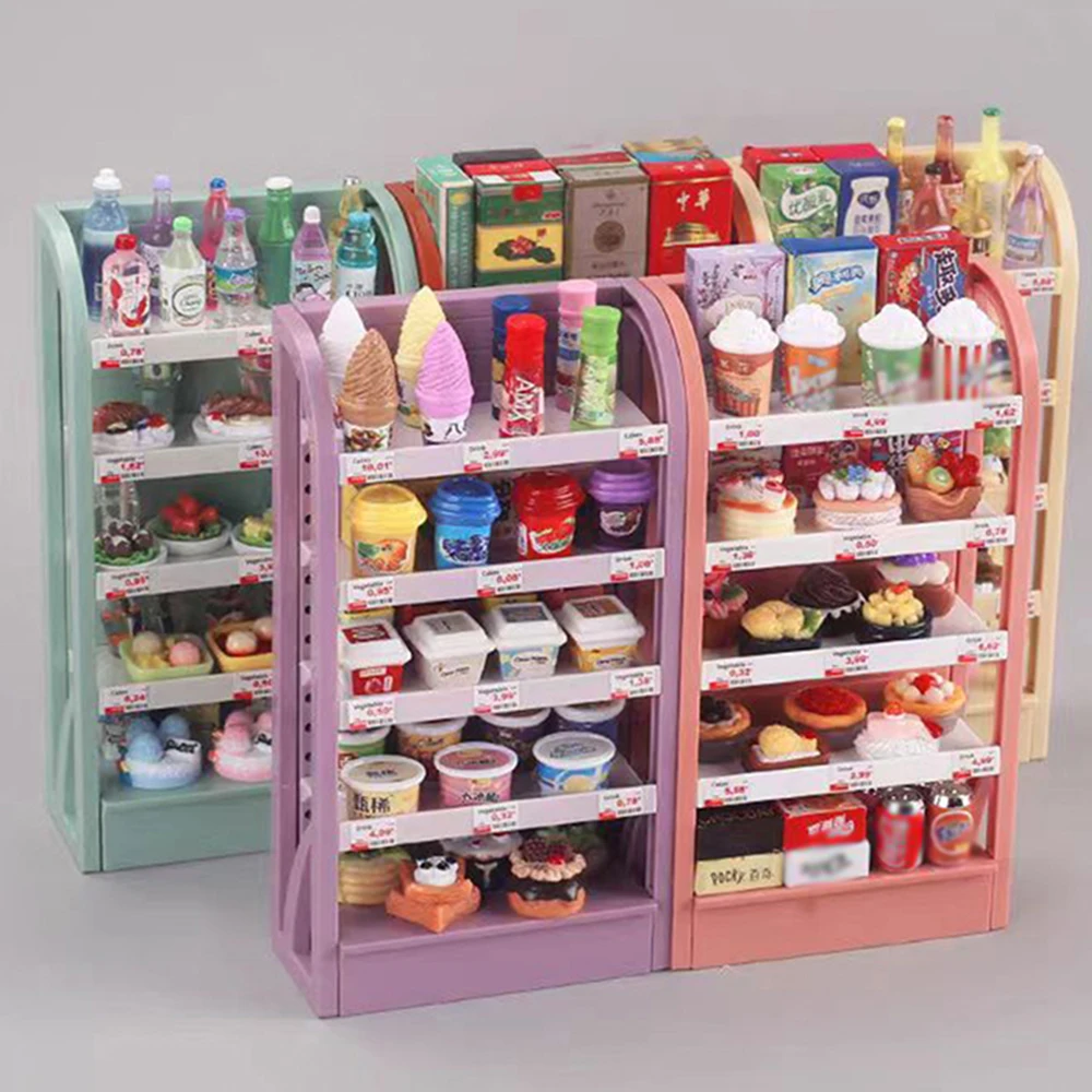 1:12 Miniature Store Display Shelf Dollhouse Furniture Mini Food Simulation Play House Scenes Kithcen Decoration Kids Toy Gift