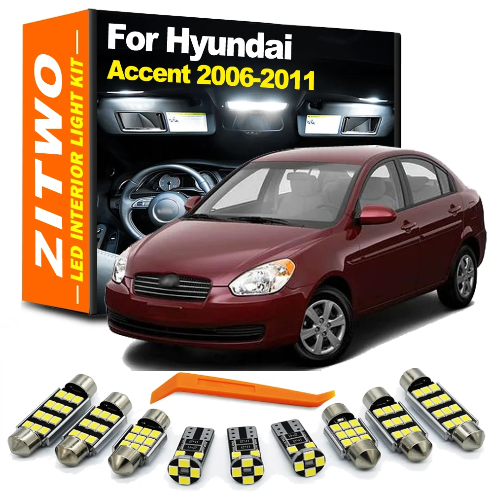 

ZITWO 10Pcs For Hyundai Accent MK3 3 III MC 2006 2007 2008 2009 2010 2011 Car LED Bulb Interior Dome Map License Plate light Kit