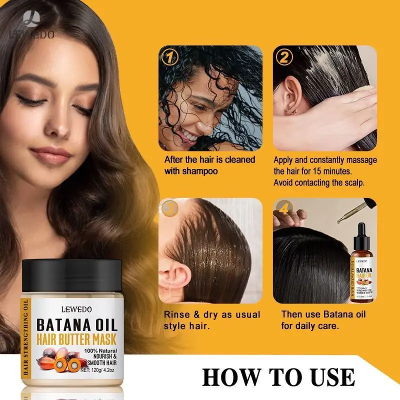 Batana Hair Butter Mask for Natural Hair, Deep Moisturizing Treatment for Soft Shiny Hair, Hydrating Conditioning Mask
