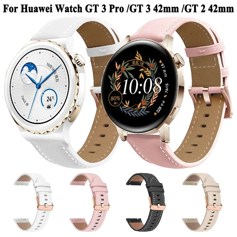 

18mm 20mm Leather Watchband Strap For Huawei Watch GT 2 GT3 42mm Honor Magic 2 42mm For Garmin Active S /VENU 2S Smart WristBand