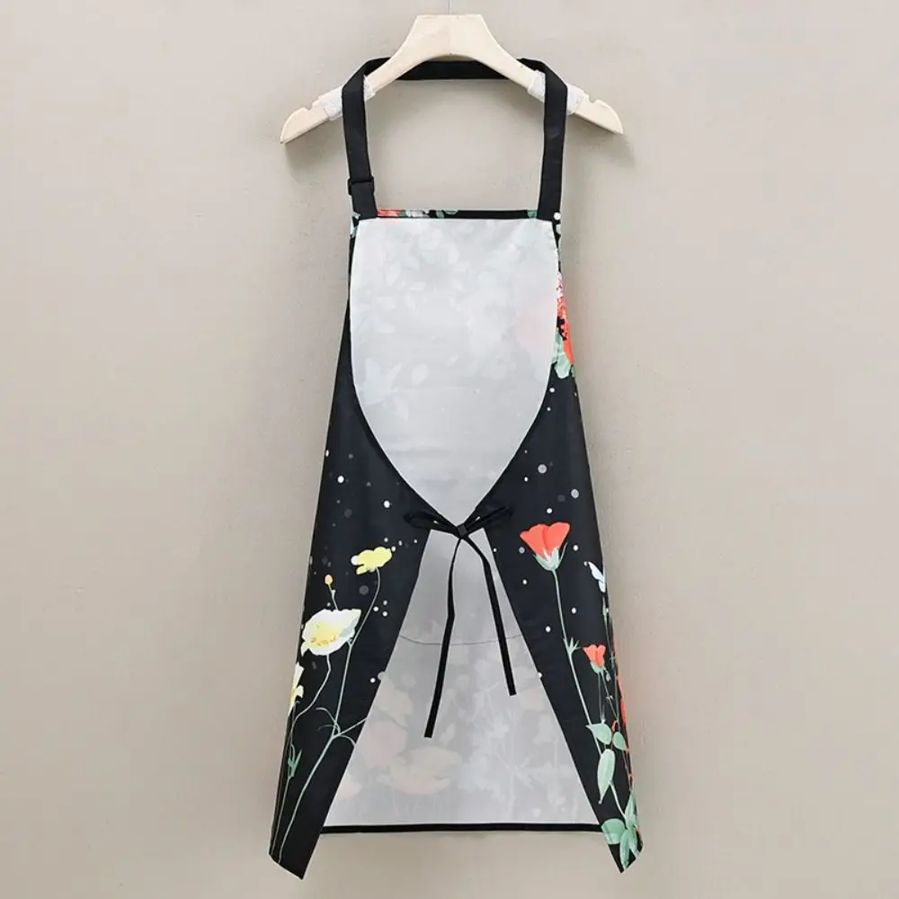 

Fresh Floral Pattern Kitchen Apron With Pocket Waterproof Work Apron Antifouling Wear Resistant Restaurant Uniform Coffee House