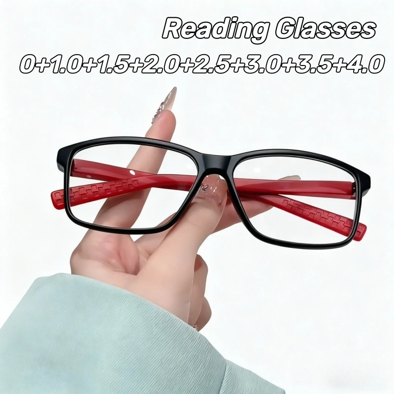 Heren- en damesmode Presbyopiebril met vierkant frame Buitensporten Lente-been Blauw licht blokkerende leesbril