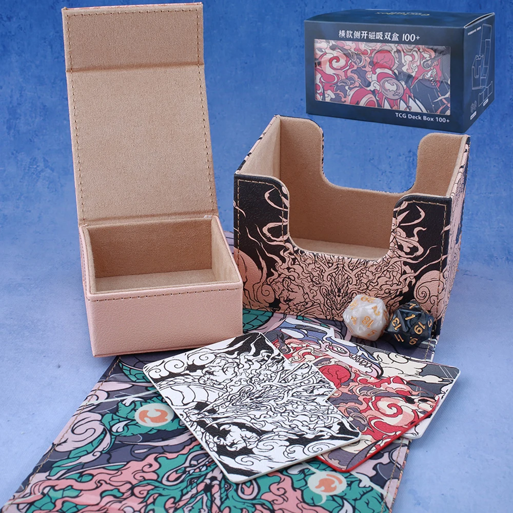 

Gacha Card Organizer 100+Side Insert Magnetic Drawer Box Card Box Comes With 3Pieces Of Leather Divider Cards 2Random Color Dice