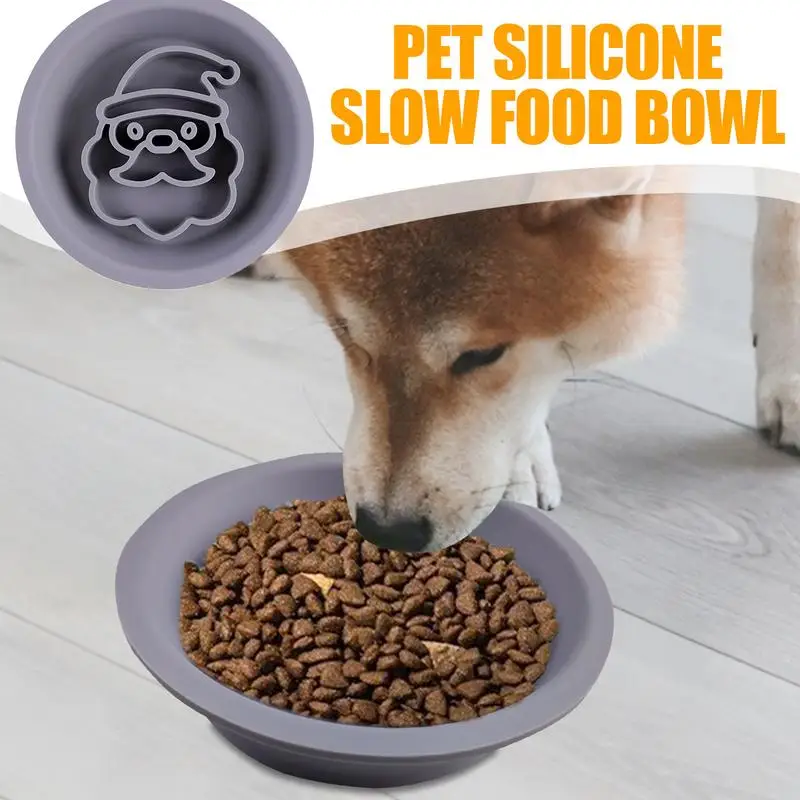 Slow Eating Dog Bowl Christmas Theme Cat Food Bowl Cartoon Double Sided Dog Food Bowl Pet Feeding Supplies For Dry And Wet Food