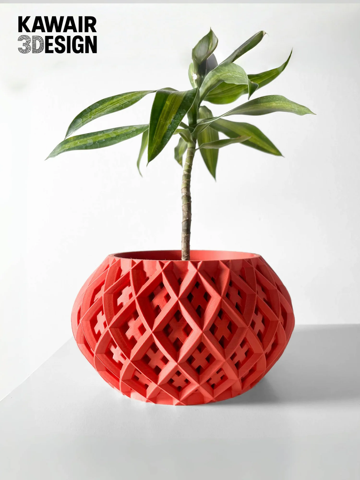 3D Printed Flower Pot Rhombus Square Texture Line Detail Stylish Home Decor Eco-Friendly pots for plants