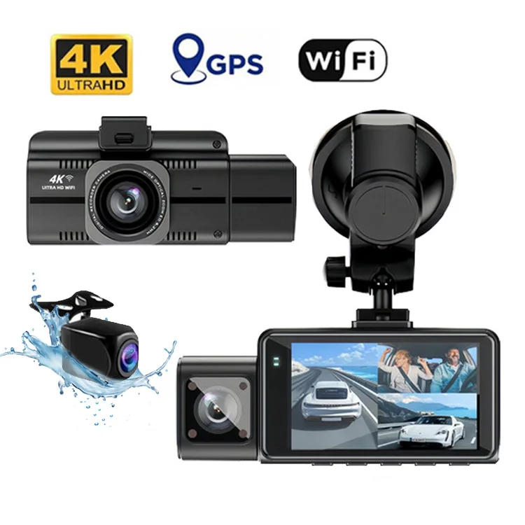 Dashcam  Cameras with 3 Channel 4k WiFi High Quality Dash Cam Front and Inside Back Dash Camera for Car