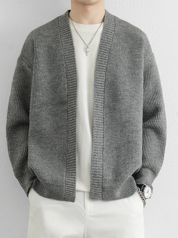 

Теплый повседневный вязаный мужской свитер с V-образным вырезом, модный, универсальный, свободного кроя, осенне-зимняя верхняя одежда, удобный, дышащий, из полиэстера