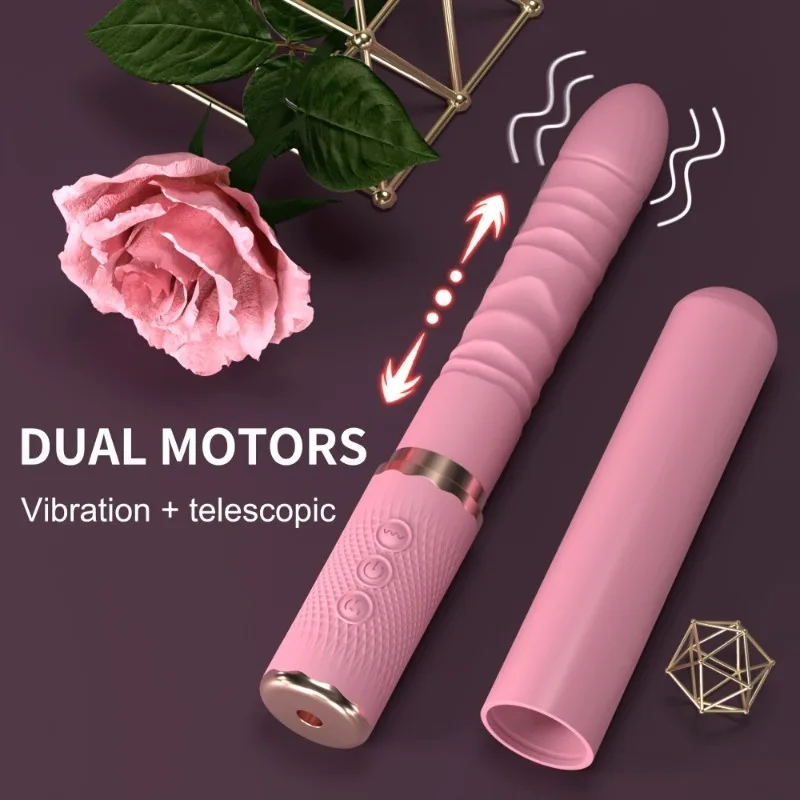 USB Rechargeable  Telescopic Silicone Vibrator Magnetic Charging High-Frequency Pulsating Vibration Waterproof Travel Portable