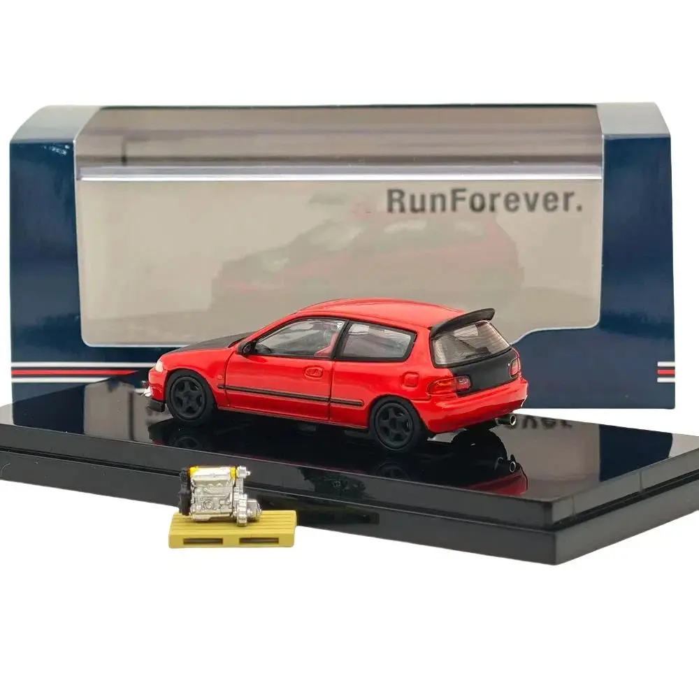 Hobby HJ64 1/64 para (EG6) versión personalizada con pantalla de motor rojo HJ642017AR modelos fundidos colección de coches Auto juguetes regalo