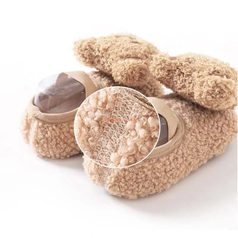 U50F شباشب أطفال شتوية دافئة للأطفال الصغار أحذية جورب أرضية قطيفة أحذية مضادة للانزلاق لتعلم المشي من 0 إلى 3 سنوات للأولاد