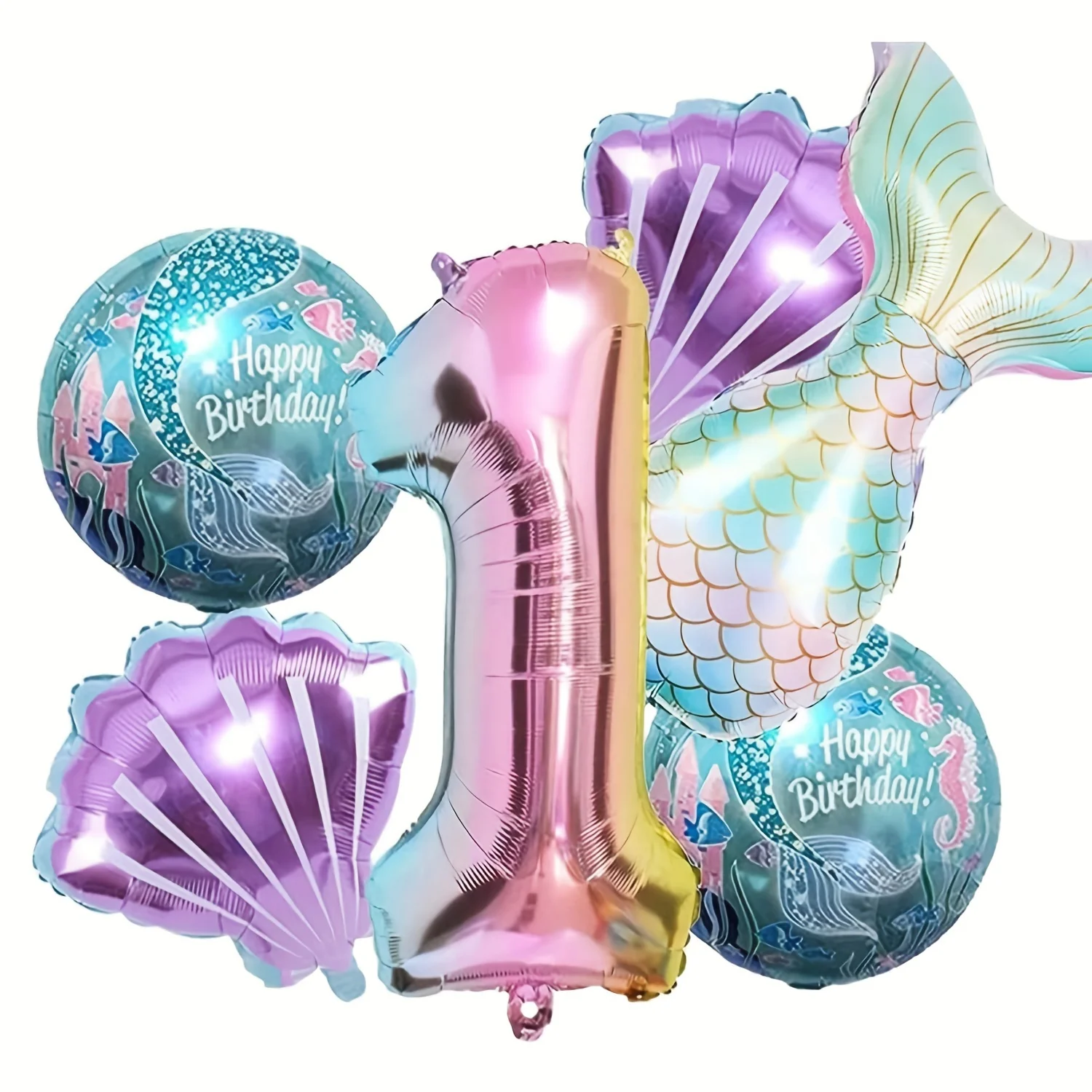 

Mermaid Themed Balloon Kit 32 inch Gradient Digital Aluminum Foil Balloon Children's Birthday Party Decor Baby Shower Supplies