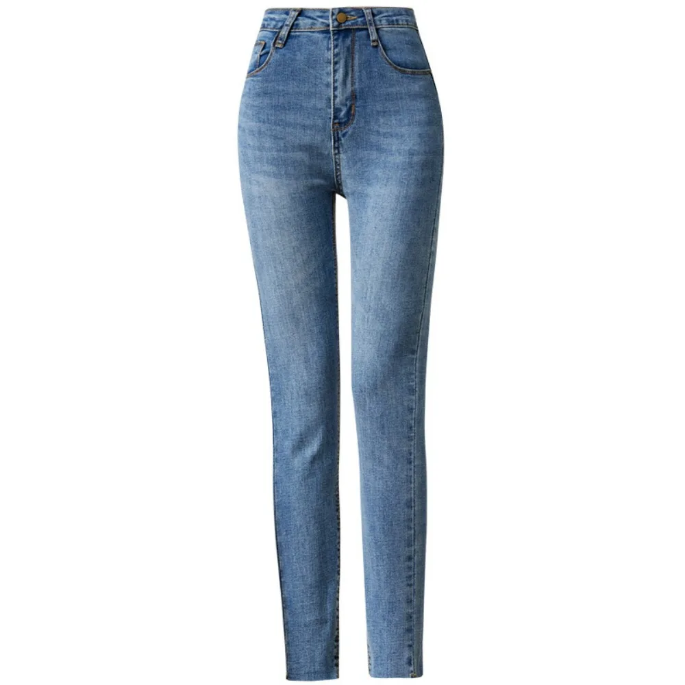 Womens High Waisted Skinny Jeans Stretchy Trendy Slimming Buttons Full Length Denim Pants