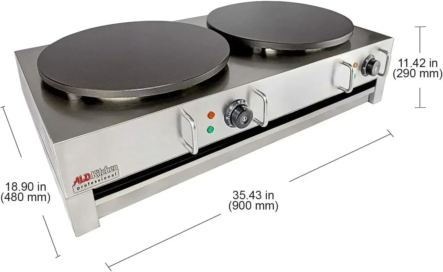 Crepe Maker Commercial | Electric Pancake Maker | Nonstick 16” Plate | 110V (Double)