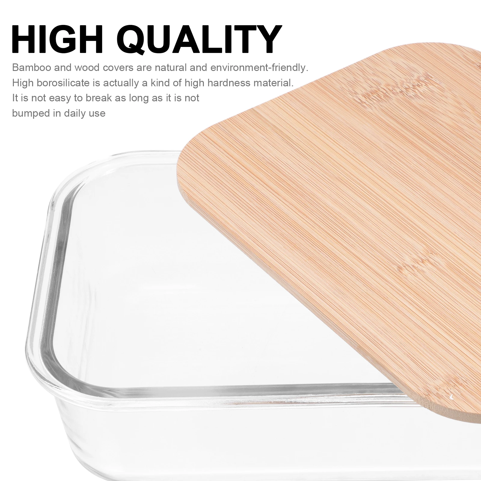 

Bamboo Wood Covered Glass Bowl Food Container Lunch Box for Home Office School Party Picnic BBQ Kitchen Box Portable Easy Carry