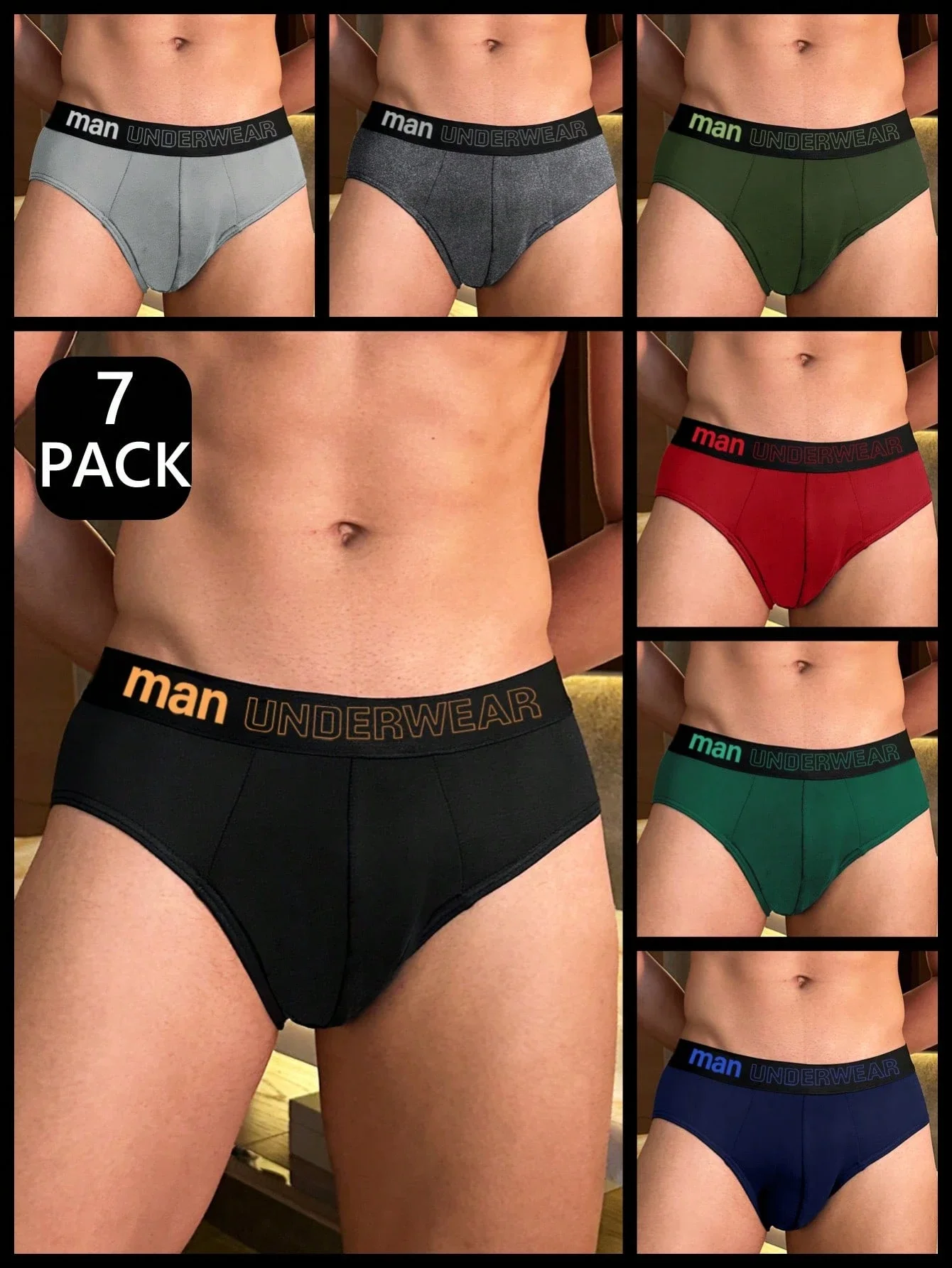 

Набор из 7 мужских минималистичных трусов для летнего комфорта