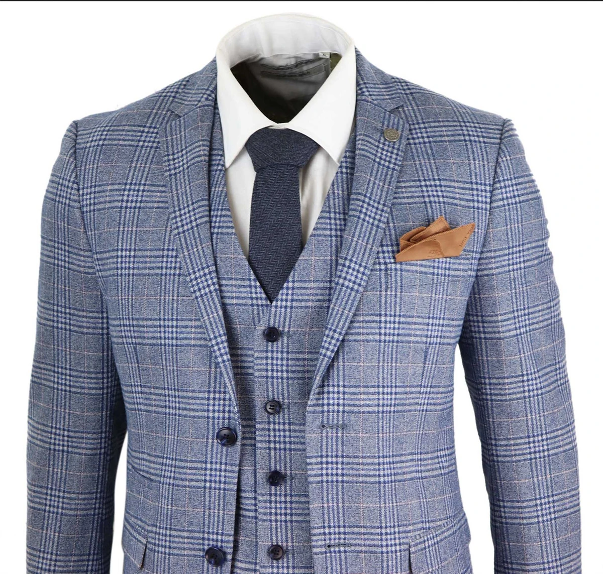 Plaid Classic Men's Wedding Suits Notch Lapel Tuxedos Slim Fit Single Breasted Groom Wear 3 Pcs Jacket Pants Vest Customize