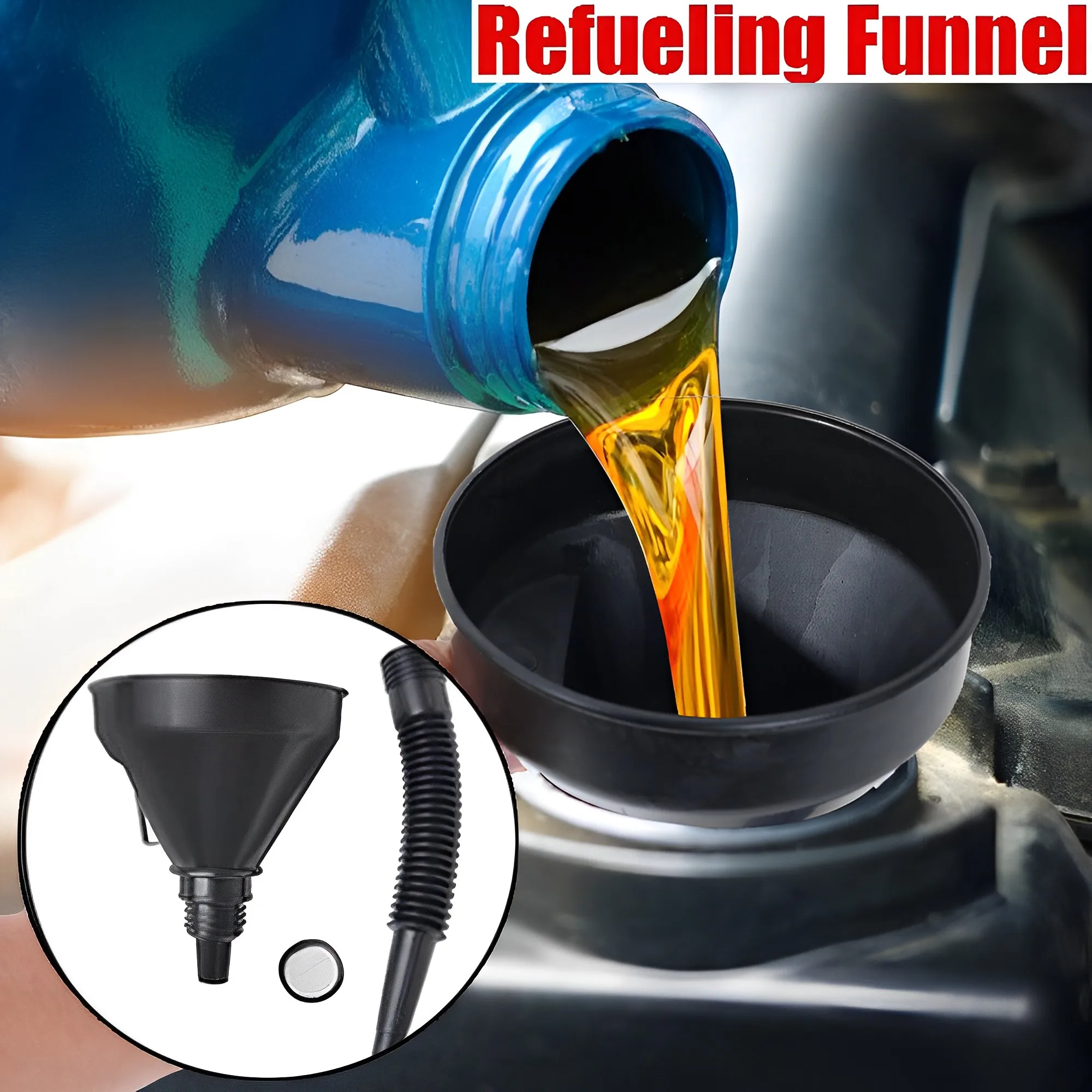 

2pcs Car Refueling Funnel with Strainer Bendable Oil Fuel Filter Funnels Auto Motorcycle Truck Universal Gasoline Fueling Tools