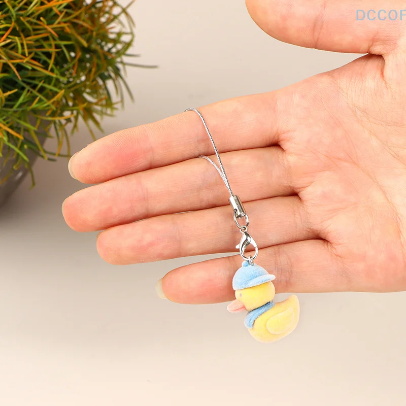 Cartoon Flocking Duck Phone Lanyard Cute Little Duck Pendant Mobile Phone Strap Keychain For Girls Cell Phone Chain Accessories