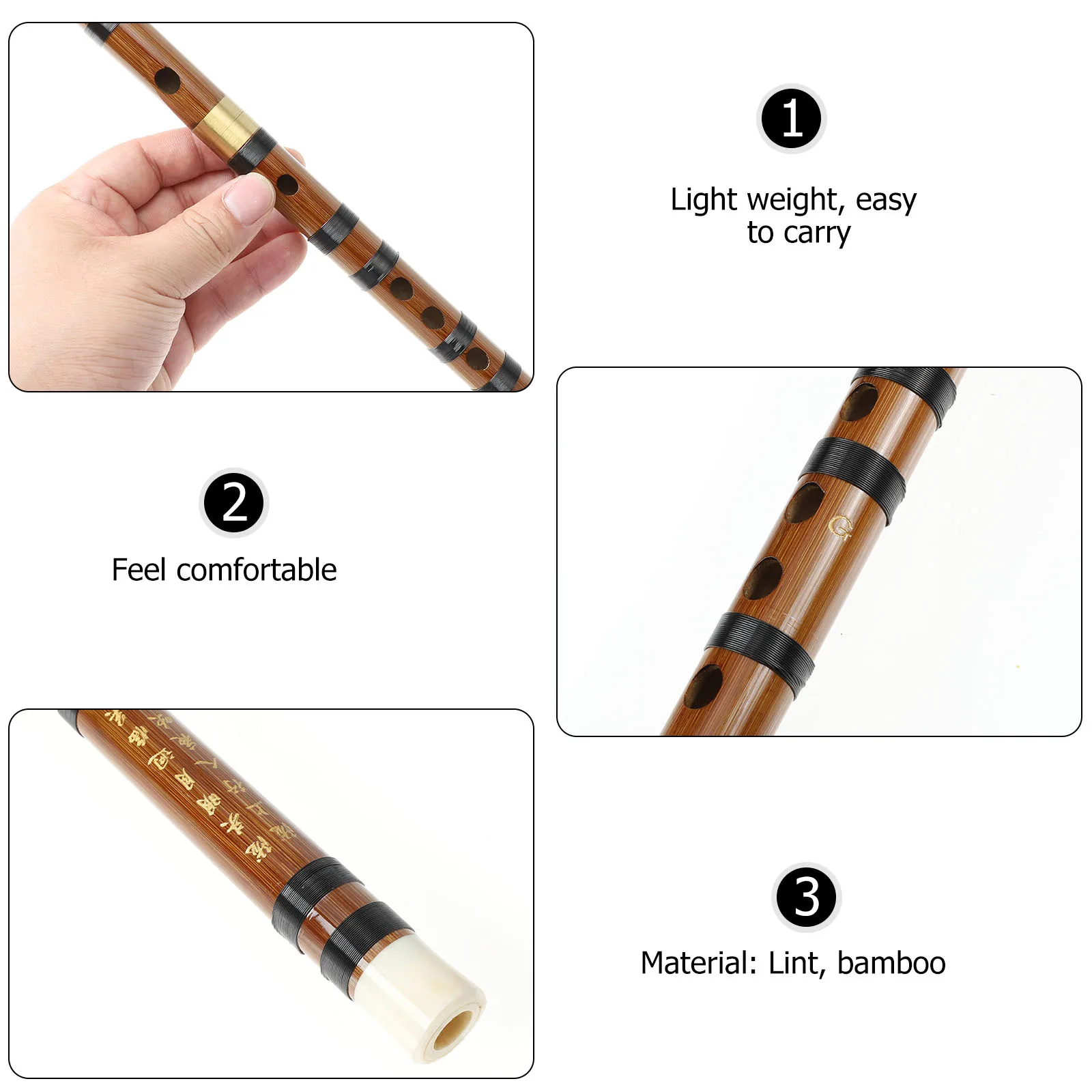

Bamboo Flute Instrument Professional Lightweight Portable Chinese Flute for Beginners Students Durable Sturdy Glossy Smooth Tone
