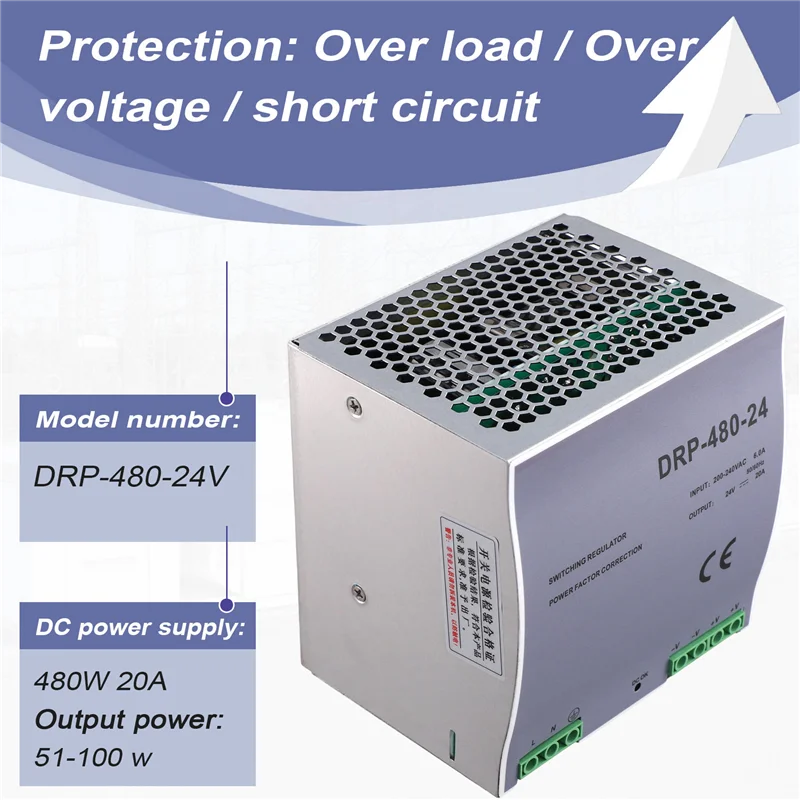 

AB41-DRP-480 24 В 480 Вт Источник питания на DIN-рейку AC-DC Драйвер Регулятор напряжения Источник питания 100 В-240 В