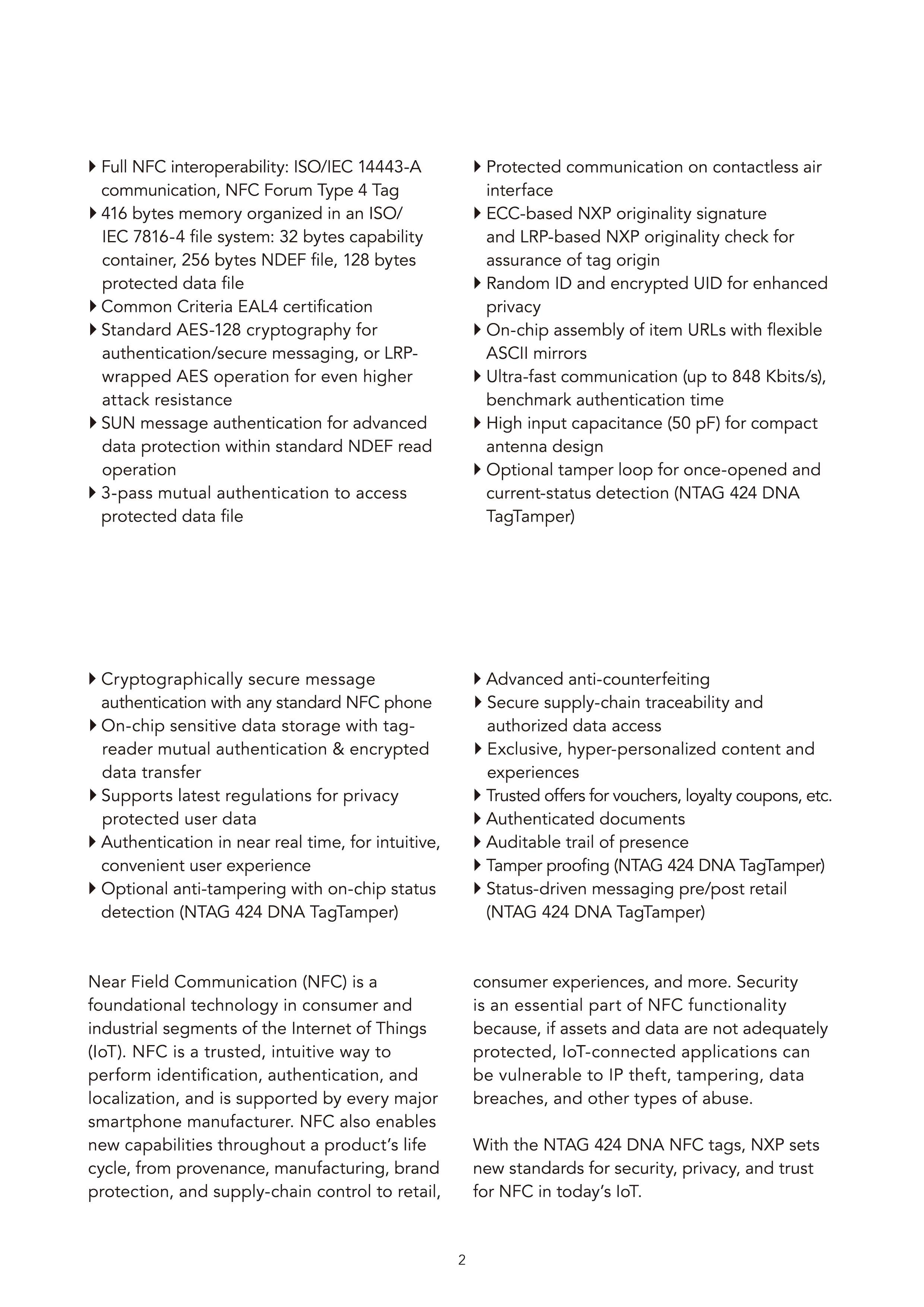 N-TAG424 DNA Card NFC White Card Advanced Security and Privacy for Trusted IoT Applications TAG424DNA