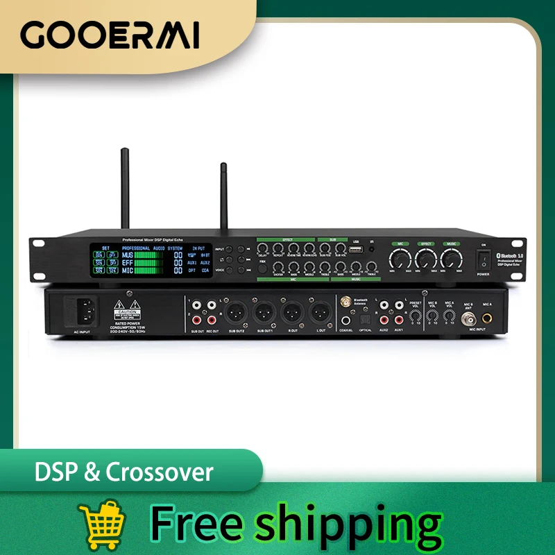 

Gooermi Профессиональная аудиосистема для караоке, передний сценический эффектор, аудиопроцессор для выступления на сцене/домашней вечеринке