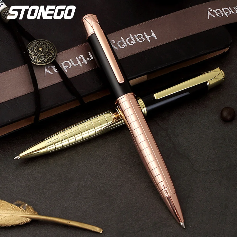 STONEGO Classic Luxury Ink Ballpoint Pen, Black Ink Medium Point 1.0mm Smooth Writing Metal Ball Point Pen Signature Pen
