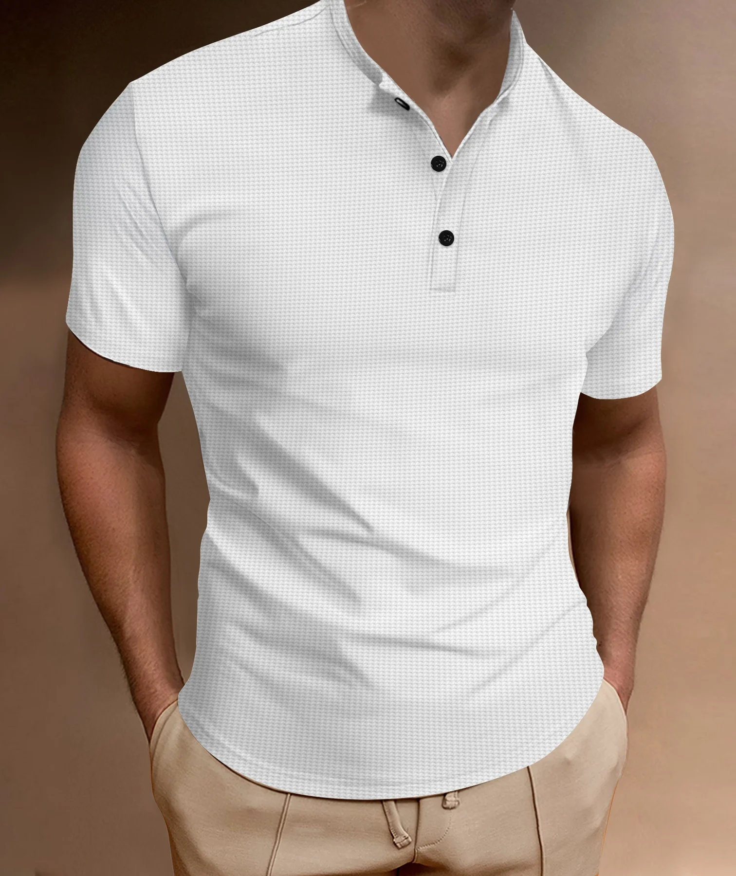 Chemise à Manches Courtes pour Homme, Haut Décontracté, Slim, Respirant, avec lèvent, de Couleur Unie, pour Document, Nouvelle Collection d'Été