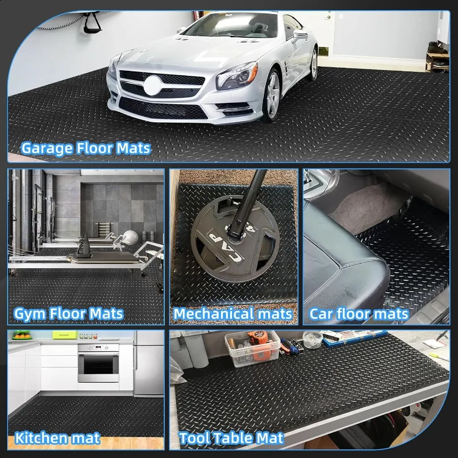 แผ่นยางปูพื้นลาย DiamondPlate ขนาด 21 ฟุต * 16 นิ้ว สำหรับปูพื้นโรงรถ ขนาด 4 * 7 ฟุต ปูพื้นโรงรถ รถบ้าน ด้วยวัสดุ PVC
