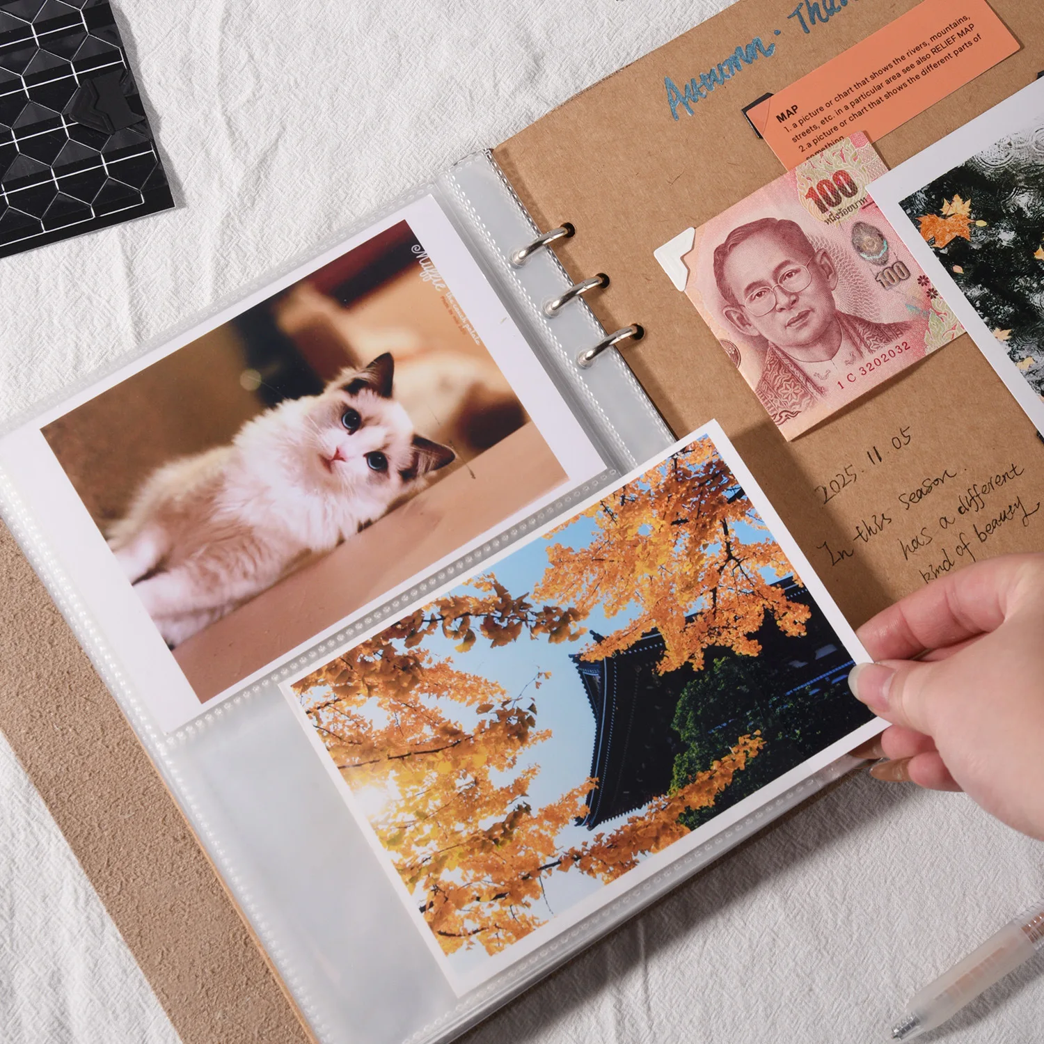Large Vintage Leather Photo Album with Writable Inner Pages 3inch 6inch Photo Storage Book Couple Memory Book Stationery