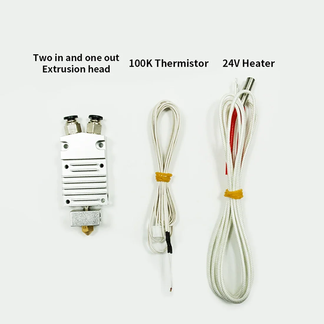 

3D Printer Parts 2 in 1 Out J-Head Aluminum Heat Block 0.4mm Nozzle 24V Heating Tube 100K Thermistor for 2E Printer