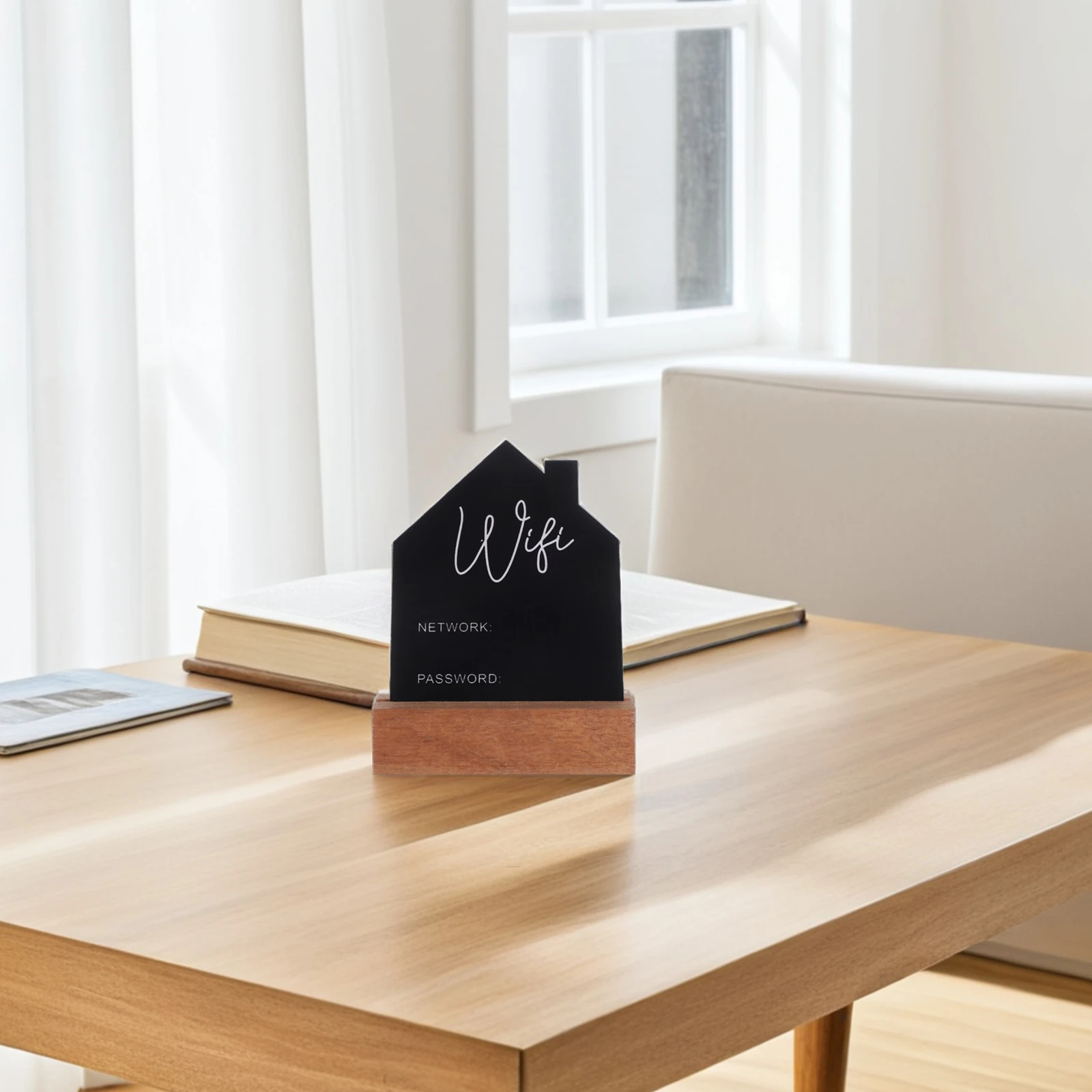

Network Password Sign Erasable Wifi Guest Room Display Screen Wooden Black Office