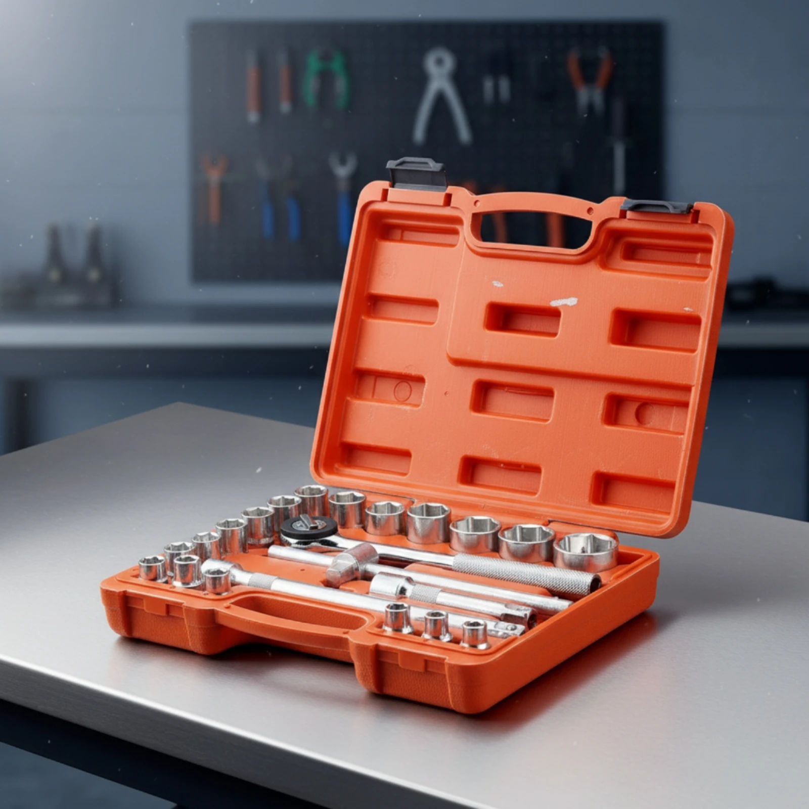 22 Pieces Socket Wrench Kit with Carry Case Portable Mechanic Tool Set with Storage Case Ratchet and Socket Set Organized