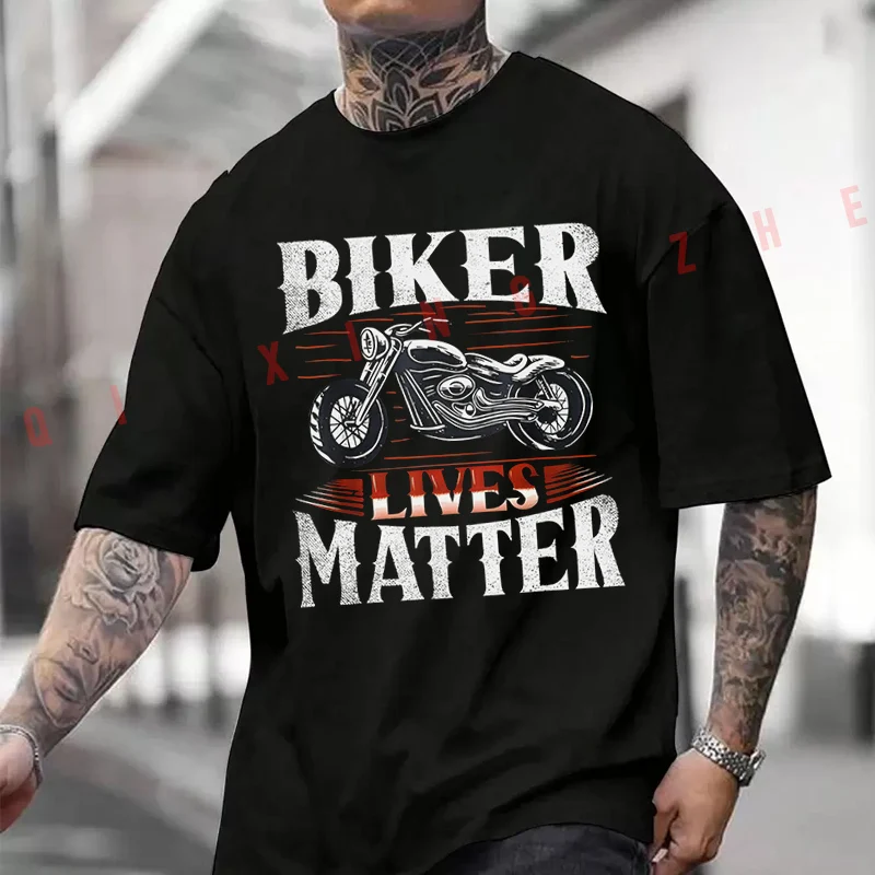 

Футболка для мотоциклистов Biker Lives Matter, хлопковая повседневная футболка для мужчин и женщин, топы с короткими рукавами и круглым вырезом
