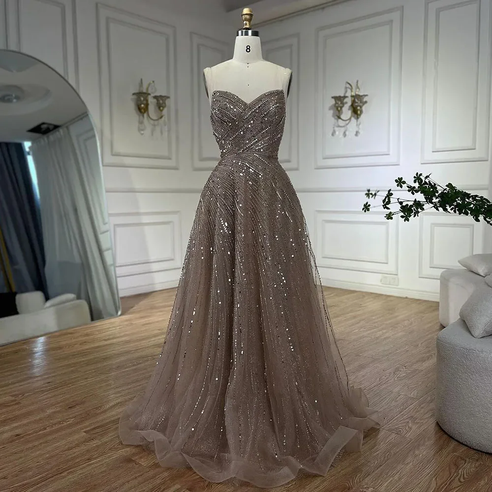 embroidered formal dress Chic Ankle Length Strapless Classic Prom Dresses Long Slit Online main image 1