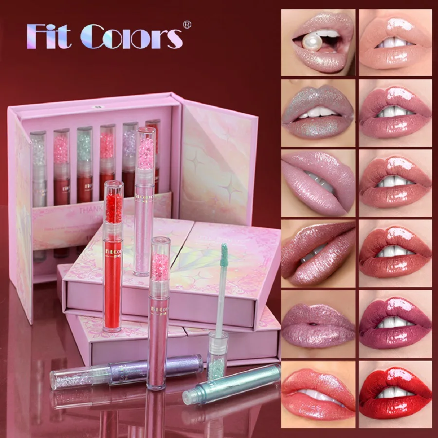 Diamond Lip Gloss Box Set Long Lasting Shiny Lip Tint Moisturizing Lip Care Oil Non Fade for Women Daily