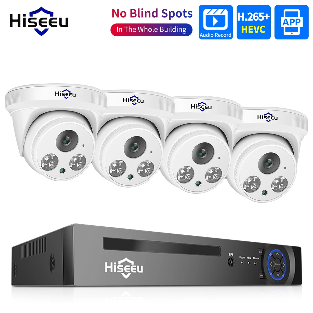 

Hiseeu 3MP 5MP POE IP Security Camera System Kit Set Outdoor Home Monitoring Surveillance Dome CCTV NVR H.265 Audio Video Record