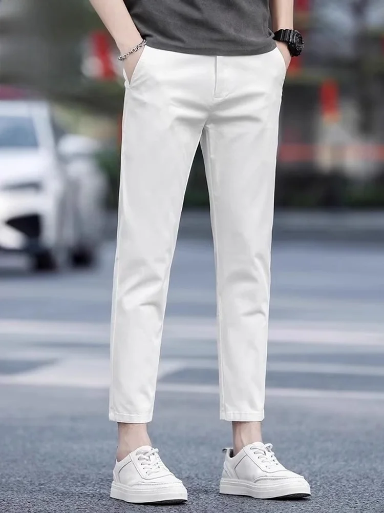 

Men's Slim Fit Casual Pants Nine Points Summer Thin Faionable Versatile Slimming Small Footed Suit Pants